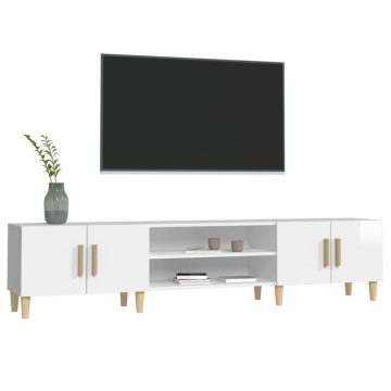 Comodă TV, alb extralucios, 180x31,5x40 cm, lemn prelucrat - Img 4