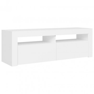 Comodă TV cu lumini LED, alb, 120x35x40 cm - Img 6