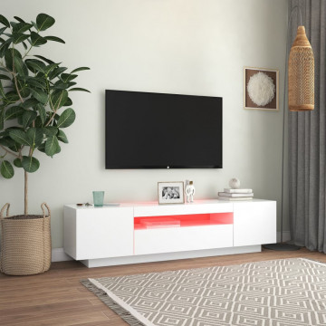Comodă TV cu lumini LED, alb, 160x35x40 cm - Img 3