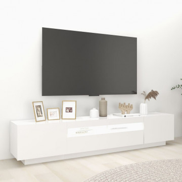 Comodă TV cu lumini LED, alb, 200x35x40cm - Img 8