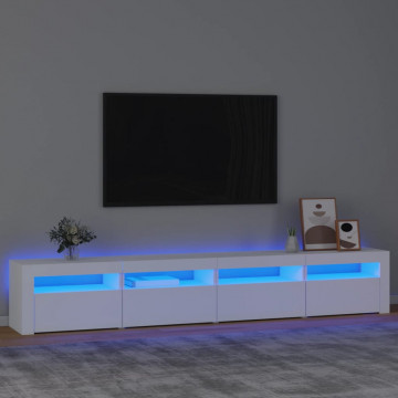 Comodă TV cu lumini LED, alb, 240x35x40 cm - Img 1