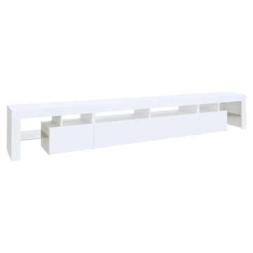 Comodă TV cu lumini LED, alb, 260x36,5x40cm - Img 6