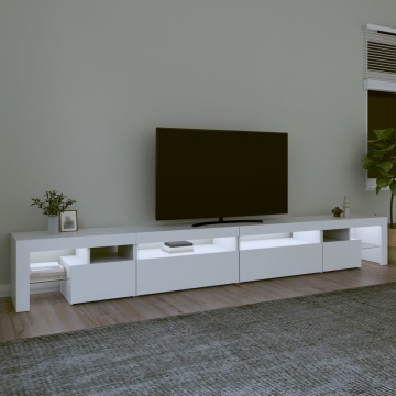 Comodă TV cu lumini LED, alb, 290x36,5x40 cm - Img 3