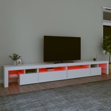 Comodă TV cu lumini LED, alb, 290x36,5x40 cm - Img 8