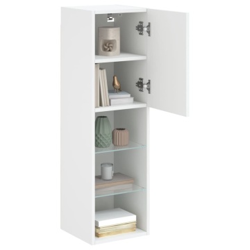 Comodă TV cu lumini LED, alb, 30,5x30x102 cm - Img 5