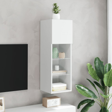 Comodă TV cu lumini LED, alb, 30,5x30x90 cm - Img 4