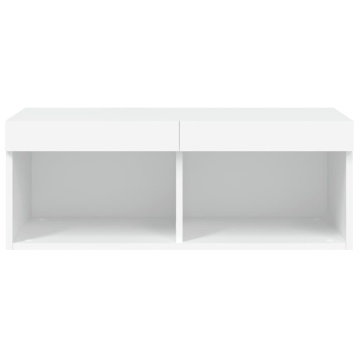 Comodă TV cu lumini LED, alb, 80x30x30 cm - Img 7