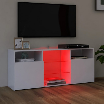 Comodă TV cu lumini LED, alb extralucios, 120x30x50 cm - Img 3