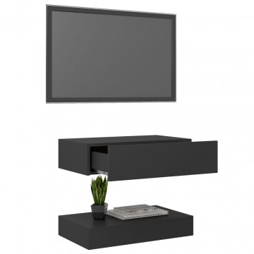 Comodă TV cu lumini LED, gri, 60x35 cm - Img 8