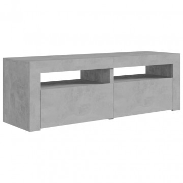 Comodă TV cu lumini LED, gri beton, 120x35x40 cm - Img 6
