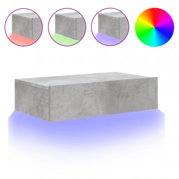 Comodă TV cu lumini LED, gri beton, 60x35x15,5 cm - Img 2