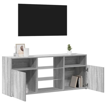 Comodă TV cu lumini LED, gri sonoma, 120x30x50 cm - Img 8