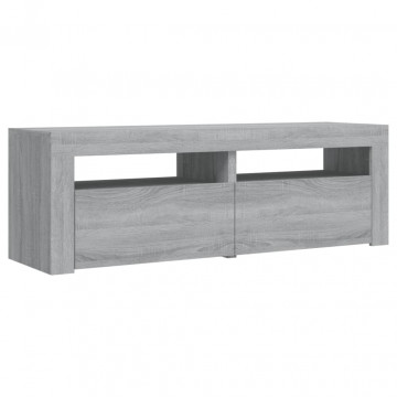 Comodă TV cu lumini LED, gri sonoma, 120x35x40 cm - Img 3