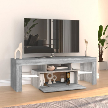 Comodă TV cu lumini LED, gri sonoma, 120x35x40 cm - Img 7