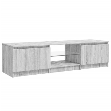 Comodă TV cu lumini LED, gri sonoma, 140x40x35,5 cm - Img 6