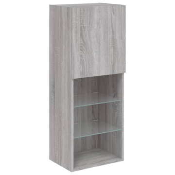 Comodă TV cu lumini LED, gri sonoma, 40,5x30x102 cm - Img 6
