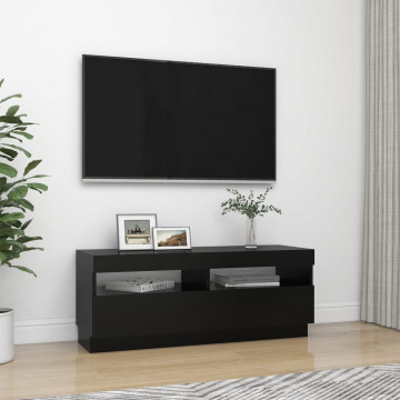 Comodă TV cu lumini LED, negru, 100x35x40 cm - Img 5