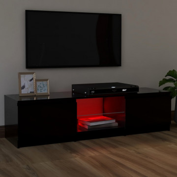Comodă TV cu lumini LED, negru, 120x30x35,5 cm - Img 3