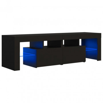Comodă TV cu lumini LED, negru, 140x36,5x40 cm - Img 2