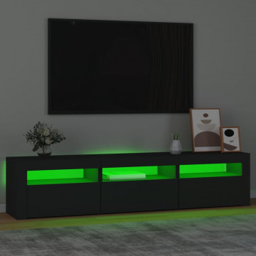 Comodă TV cu lumini LED, negru, 180x35x40 cm - Img 4