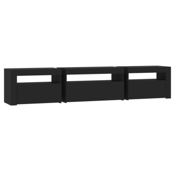 Comodă TV cu lumini LED, negru, 195x35x40 cm - Img 7