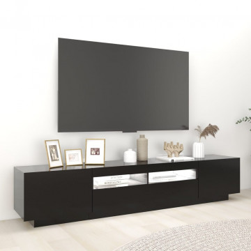 Comodă TV cu lumini LED, negru, 200x35x40 cm - Img 4