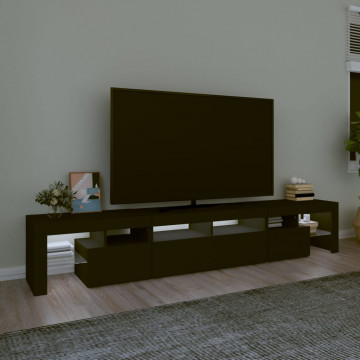 Comodă TV cu lumini LED, negru, 230x36,5x40 cm - Img 3