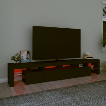 Comodă TV cu lumini LED, negru, 230x36,5x40 cm - Img 8