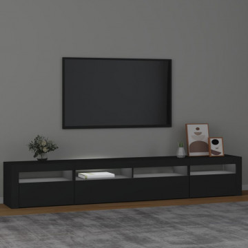 Comodă TV cu lumini LED, negru, 240x35x40cm - Img 3