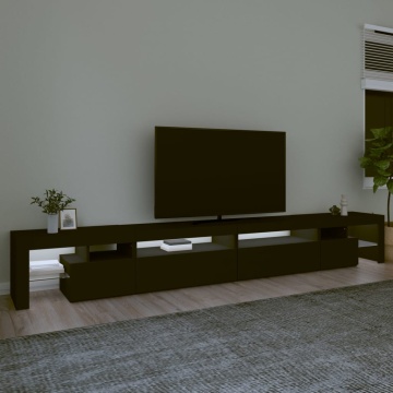 Comodă TV cu lumini LED, negru, 290x36,5x40 cm - Img 3