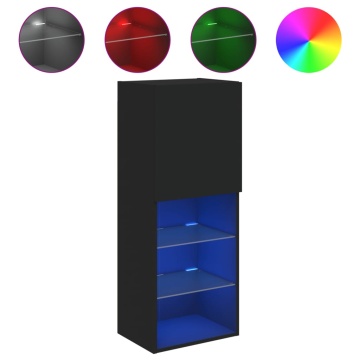 Comodă TV cu lumini LED, negru, 40,5x30x102 cm - Img 2