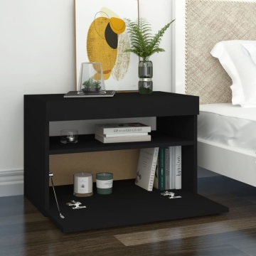 Comodă TV cu lumini LED, negru, 60x35x40 cm - Img 7