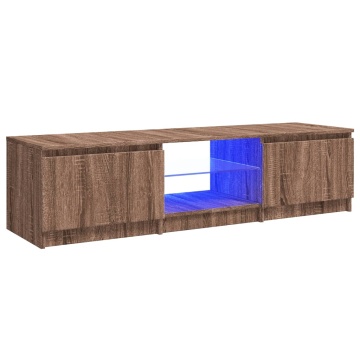 Comodă TV cu lumini LED, stejar maro, 140x40x35,5 cm - Img 2
