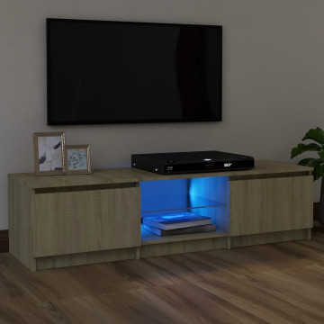 Comodă TV cu lumini LED, stejar sonoma, 120x30x35,5 cm - Img 1