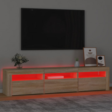 Comodă TV cu lumini LED, stejar sonoma, 180x35x40 cm - Img 8