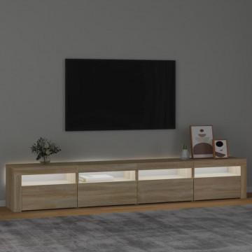 Comodă TV cu lumini LED, stejar sonoma, 240x35x40cm - Img 3