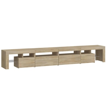 Comodă TV cu lumini LED, stejar sonoma,260x36,5x40cm - Img 6
