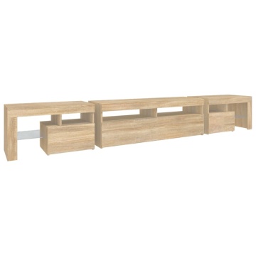 Comodă TV cu lumini LED, stejar sonoma,260x36,5x40cm - Img 7