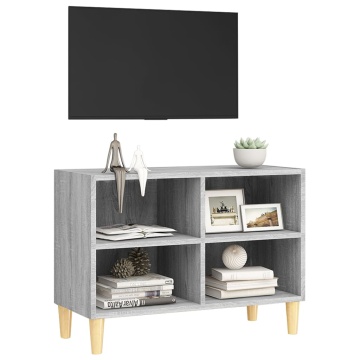 Comodă TV cu picioare lemn masiv, gri sonoma, 69,5x30x50 cm - Img 3