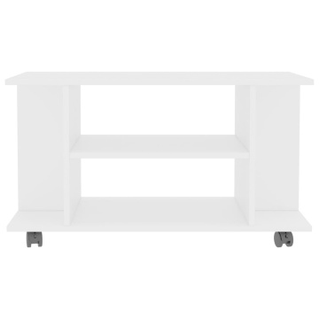 Comodă TV cu roți, alb, 80x40x45 cm, lemn prelucrat - Img 4