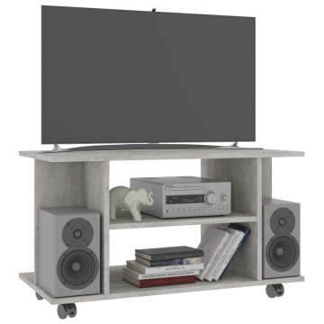 Comodă TV cu roți, gri beton, 80x40x45 cm, lemn prelucrat - Img 3