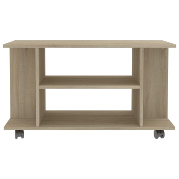 Comodă TV cu roți, stejar Sonoma, 80x40x45 cm, lemn prelucrat - Img 4