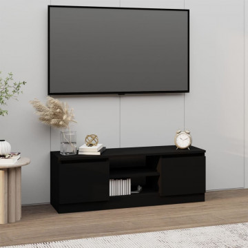Comodă TV cu ușă, negru, 102x30x36 cm - Img 1
