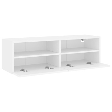 Comodă TV de perete, alb, 100x30x30 cm, lemn prelucrat - Img 5