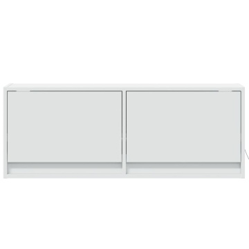 Comodă TV de perete cu lumini LED, alb, 100x31x38 cm - Img 5