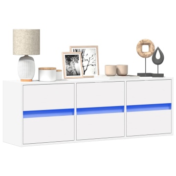 Comodă TV de perete cu lumini LED, alb, 130x31x45 cm - Img 1