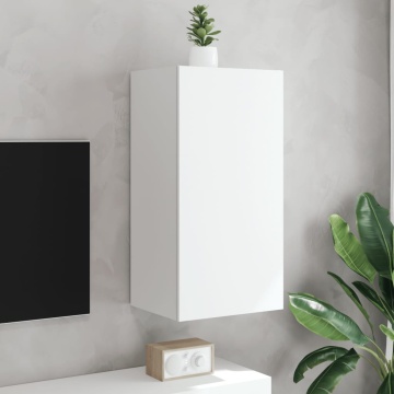 Comodă TV de perete cu lumini LED, alb, 40,5x35x80 cm - Img 4