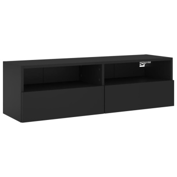 Comodă TV de perete, negru, 100x30x30 cm, lemn prelucrat - Img 2