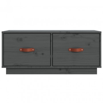 Comodă TV, gri, 80x34x35 cm, lemn masiv de pin - Img 5
