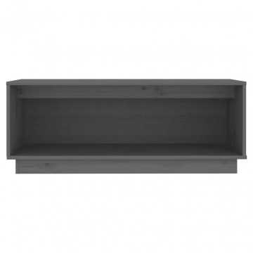 Comodă TV, gri, 90x35x35 cm, lemn masiv de pin - Img 3